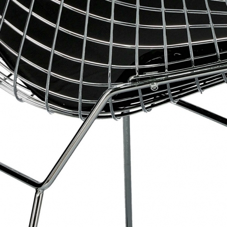 Designerskie Krzesło druciane z podłokietnikami HarryArm insp. Diamond Armchair Chrom/Czarny D2.Design do jadalni, salonu i kuch