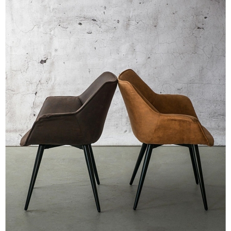 Lord dark brown suede chair with armrests Intesi