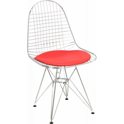 Net chrome&red wire metal chair D2.Design