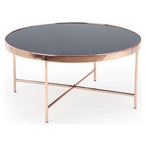 Moria 82 black&amp;copper glass round coffee table Halmar