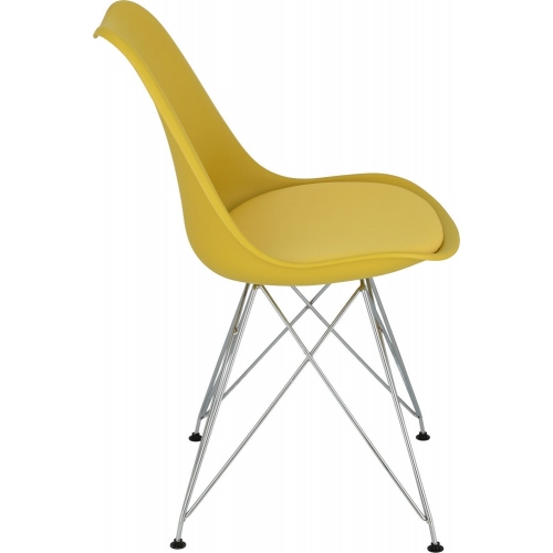 Nowoczesne Krzesło plastikowe z poduszką Norden DSR Żółte Intesi do jadalni i salonu.