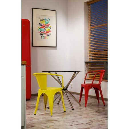 Paris Arms insp. Tolix yellow metal chair with armrests D2.Design