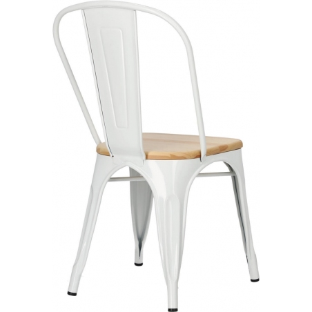 Designerskie Krzesło metalowe Paris Wood Naturalny Białe D2.Design do jadalni, salonu i kuchni.