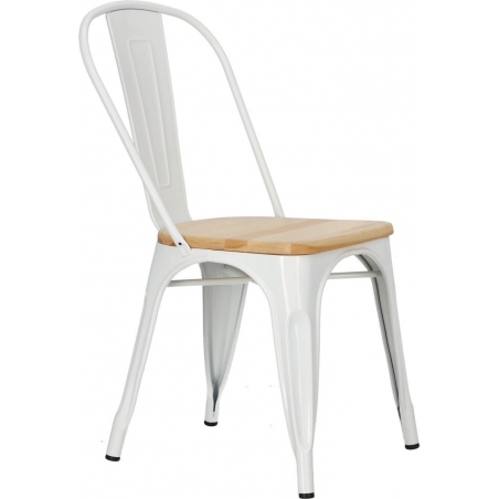 Designerskie Krzesło metalowe Paris Wood Naturalny Białe D2.Design do jadalni, salonu i kuchni.