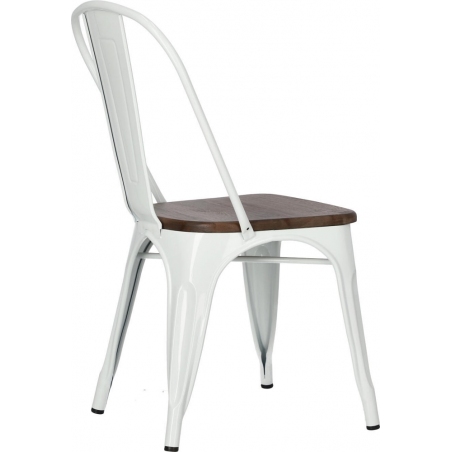 Designerskie Krzesło metalowe Paris Wood Orzech Białe D2.Design do jadalni, salonu i kuchni.