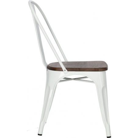 Designerskie Krzesło metalowe Paris Wood Orzech Białe D2.Design do jadalni, salonu i kuchni.