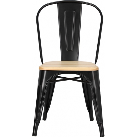 Designerskie Krzesło metalowe Paris Wood Naturalny Czarne D2.Design do jadalni, salonu i kuchni.