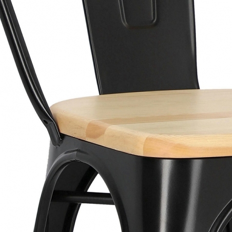 Designerskie Krzesło metalowe Paris Wood Naturalny Czarne D2.Design do jadalni, salonu i kuchni.