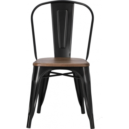 Designerskie Krzesło metalowe Paris Wood Orzech Czarne D2.Design do jadalni, salonu i kuchni.