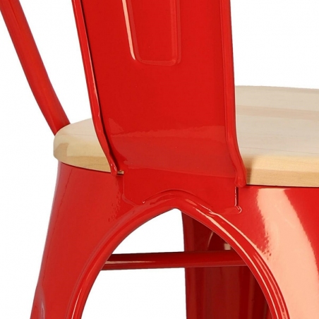 Designerskie Krzesło metalowe Paris Wood Naturalny Czerwone D2.Design do jadalni, salonu i kuchni.