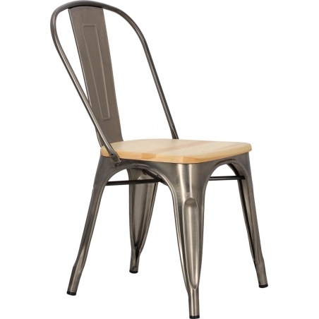 Designerskie Krzesło metalowe Paris Wood Naturalny Metalowe D2.Design do jadalni, salonu i kuchni.