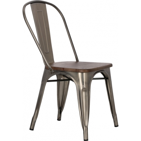Designerskie Krzesło metalowe Paris Wood Orzech Metalowe D2.Design do jadalni, salonu i kuchni.