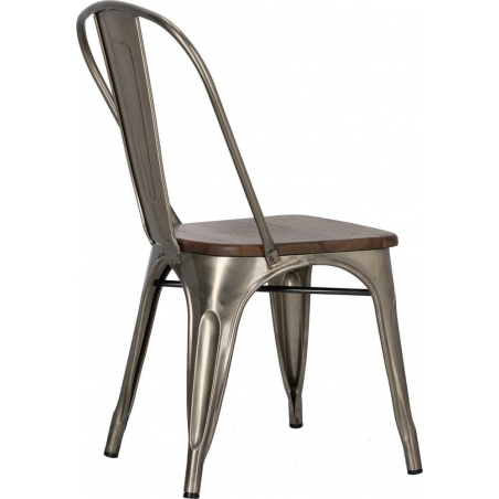 Designerskie Krzesło metalowe Paris Wood Orzech Metalowe D2.Design do jadalni, salonu i kuchni.