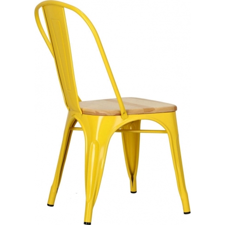 Designerskie Krzesło metalowe Paris Wood Naturalny Żółte D2.Design do jadalni, salonu i kuchni.