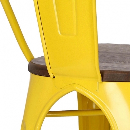 Designerskie Krzesło metalowe Paris Wood Orzech Żółte D2.Design do jadalni, salonu i kuchni.