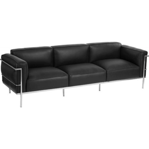 Stylowa Sofa skórzana 3 osobowa Grande Soft LC Czarna D2.Design do salonu i przedpokoju.
