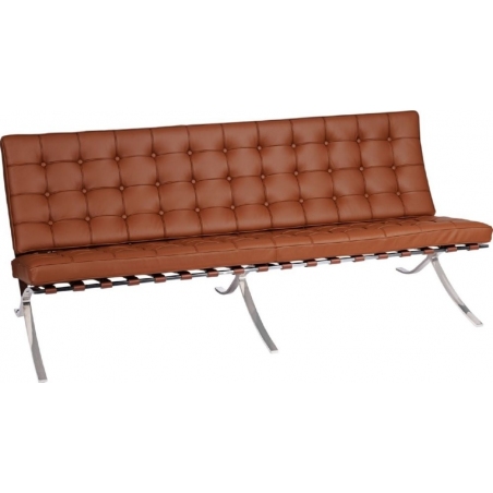 Barcelon light brown 3 seater leather quilted sofa D2.Design