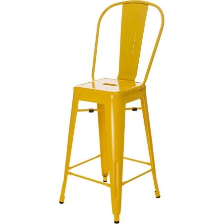 Metalowe Krzesło barowe z oparciem Paris Back 66 insp. Tolix Żółte D2.Design