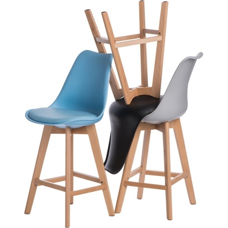 Norden Wood Low 64 black scandinavian bar chair with wooden legs Intesi