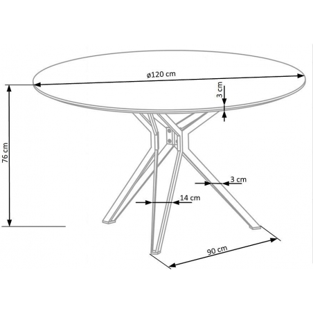 Pixel II 120 gold oak&amp;black round dining table Halmar