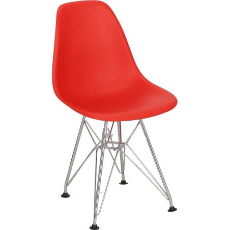 DSR red plastic children's chair with metal legs D2.Design
