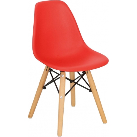 DSW red children's chair with wooden legs D2.Design