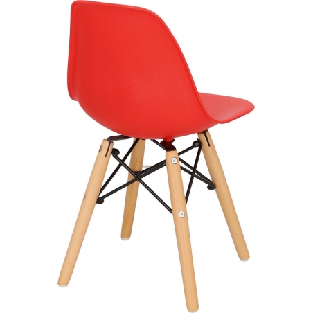 DSW red children's chair with wooden legs D2.Design