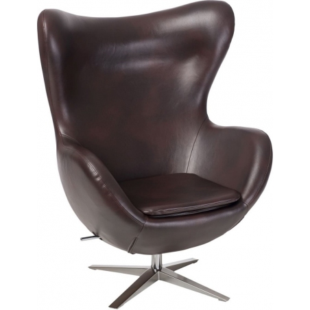 Jajo Eco-Leather dark brown swivel armchair with footrest D2.Design