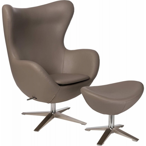 Jajo Eco-Leather khaki swivel armchair with foorest D2.Design