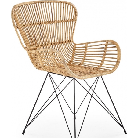 K335 light brown rattan chair with armrests Halmar