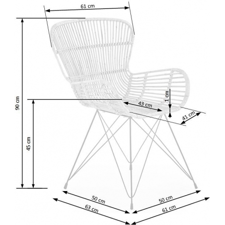 K335 light brown rattan chair with armrests Halmar