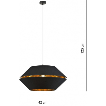 Lampa wisząca nowoczesna z abażurem Piano 42cm czarny/złoty Emibig