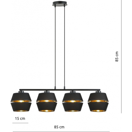 Lampa wisząca nowoczesna z abażurami Piano IV 100cm czarny/złoty Emibig