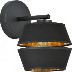 Piano black&amp;gold modern wall lamp with shade Emibig