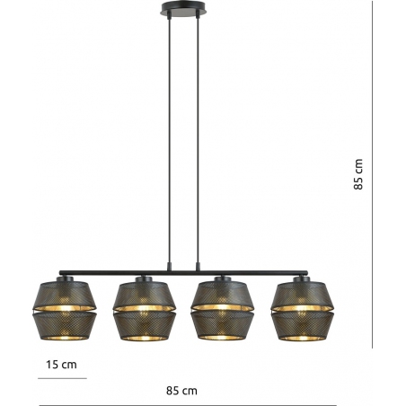 Lampa wisząca ażurowa Malia IV 100cm czarny/złoty Emibig