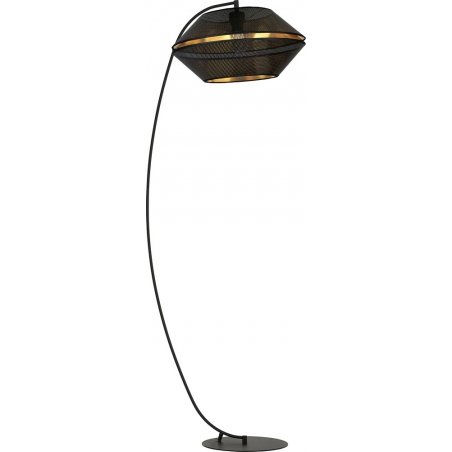 Stylowa Lampa podłogowa z ażurowym kloszem Malia czarny/złoty Emibig do salonu i sypialni