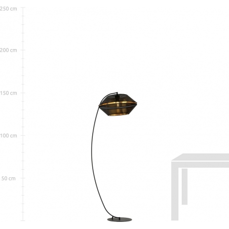 Stylowa Lampa podłogowa z ażurowym kloszem Malia czarny/złoty Emibig do salonu i sypialni