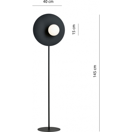 Stylowa Lampa podłogowa dekoracyjna szklana kula Oslo czarny/opal Emibig do salonu i sypialni