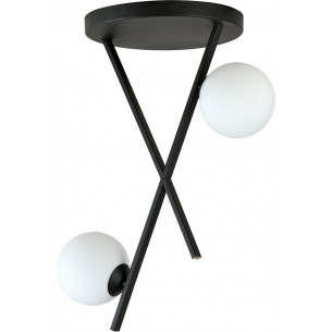 River II 30cm opal&amp;black designer ceiling lamp with glass spheres Emibig