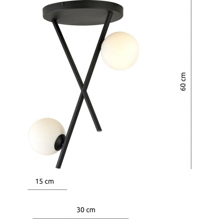 Lampa sufitowa designerska szklane kule River II 30cm opal/czarny Emibig
