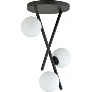 River III 30cm opal&amp;black designer ceiling lamp with glass spheres Emibig