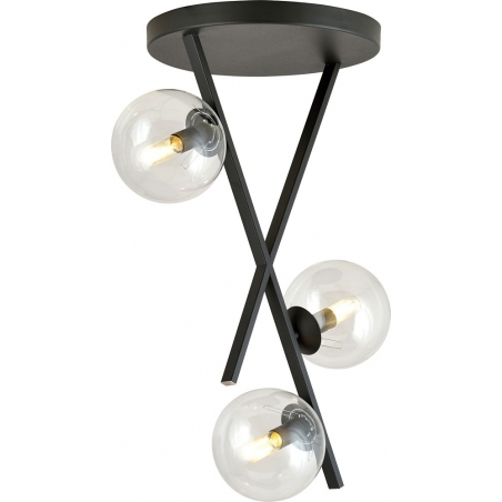 Lampa sufitowa designerska szklane kule River III 30cm przeźroczysty/czarny Emibig