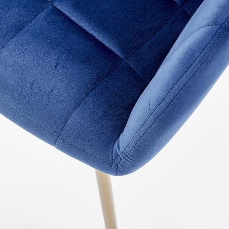 K306 navy blue upholstered chair with gold legs Halmar