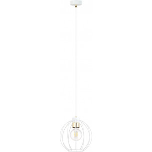 Gino I 18cm white&amp;gold wire ball pendant lamp Emibig