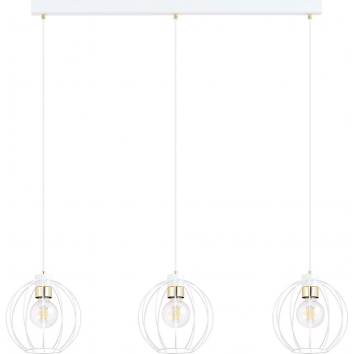 Gino III 80cm white&amp;gold wire balls pendant lamp Emibig