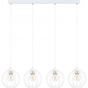 Gino IV 110cm white&amp;gold pendant wire balls lamp Emibig