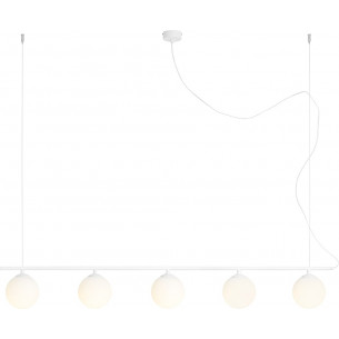 Beryl glass white 140cm 5-globes glass pendant lamp Aldex