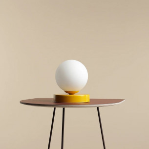 Ball Colours S mustard&amp;white glass ball table lamp Aldex