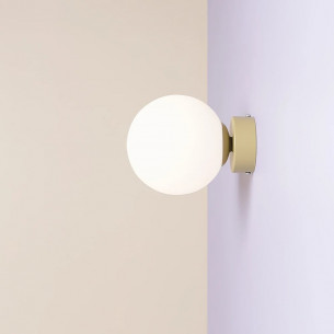 Ball S 14cm pistachio&amp;white glass globe wall lamp Aldex