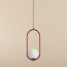 Lampa wisząca szklana kula designerska Riva Red Wine 14cm biało-czerwona Aldex